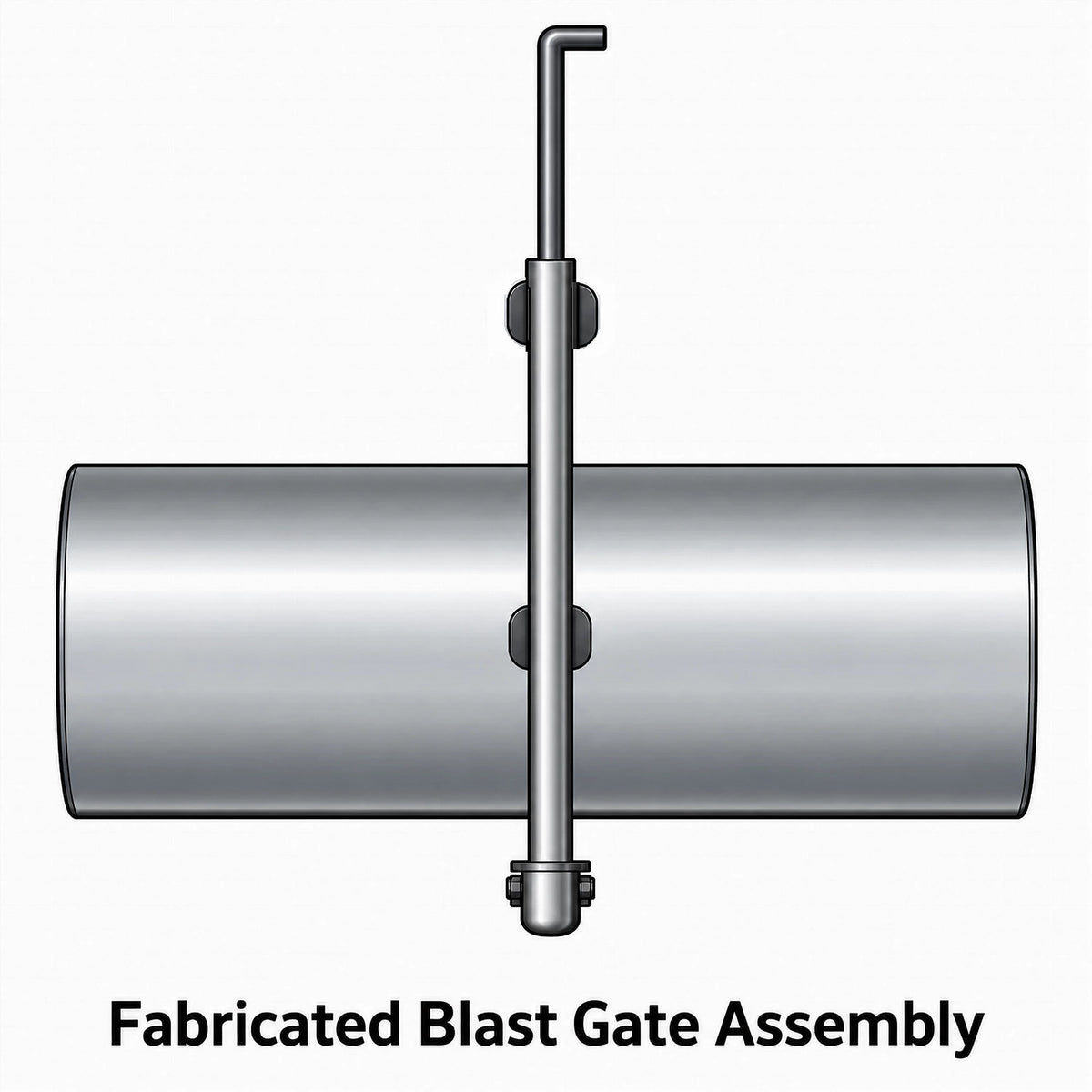 BG146000ZA 14 Gauge 6 OD Full Blast Gate with zinc casting and straight aluminum tube stubs