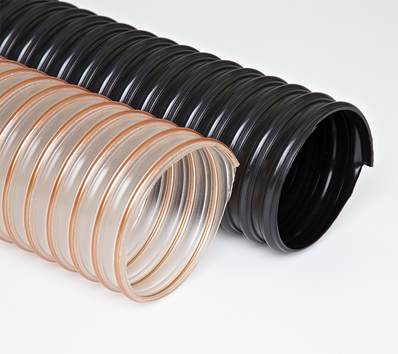 Flexaust Flx-Thane VHD Hose Very Heavy Duty Abrasive material handling hose for woodworking, industrial vacuum hose applications, dry agricultural products hose. Flexaust Flx-Thane VHD Polyurethane Wire Supported Hose. Flexaust Flx-Thane VHD Shot Blasting Hose. Flexaust Flx-Thane VHD Concrete Transport Hose.
