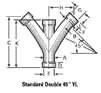 2.125 DYL-2151-Z 2.125 DYL Standard Double 45 Zinc 16 Gauge Expanded Ends