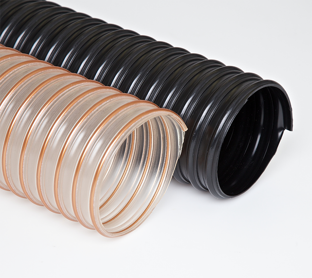 Flexaust Flx-Thane VHD Hose Very Heavy Duty Abrasive material handling hose for woodworking, industrial vacuum hose applications, dry agricultural products hose. Flexaust Flx-Thane VHD Polyurethane Wire Supported Hose. Flexaust Flx-Thane VHD Shot Blasting Hose. Flexaust Flx-Thane VHD Concrete Transport Hose. 