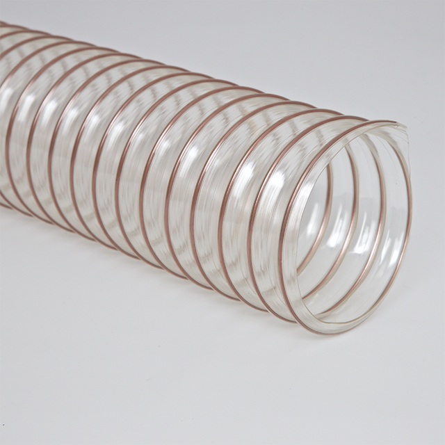 Flexaust Flx-Thane XLD, Flx-Thane XLD Flx-Thane XLD Hose Flx-Thane XLD Pharmaceutical Hose Flx-Thane XLD Food Gradel Hose Flx-Thane XLD Hose Oil Mist Extraction Flx-Thane XLD Dust Collection Hose Flx-Thane XLD Hose Very light weight clear polyurethane hose reinforced with a bronze coated spring steel wire helix, Cold Air Supply Hose