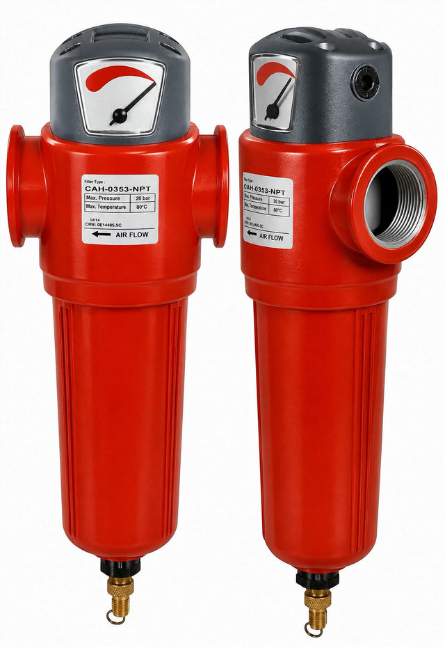 Keltec CAH1380 1,380 CFM compressed air filter housing with 3 Inch NPT connections for industrial air filtration systems