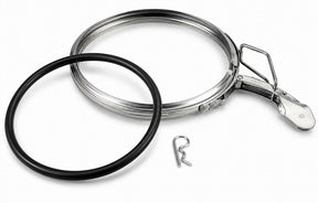 24 Inch stainless steel quick connect duct clamp for rolled-lip clamp-together ductwork with multiple gasket options