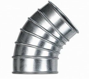 12 Inch quick connect stamped and stitch welded elbow with rolled lip ends, available in galvanized or stainless steel