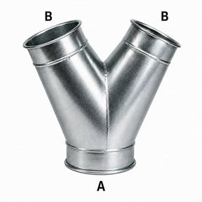 24 Inch Y-branch quick connect duct fitting, galvanized or stainless steel, for industrial dust collection systems