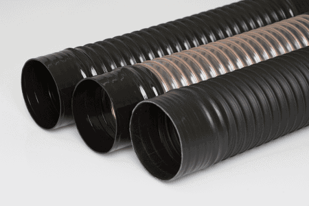 Flexaust Flx-Thane TR Cuffs are heat welded to the hose end. The polyurethane hoses do not use traditional hose cuff ends like other rigid plastic vacuum hoses. The heat welded cuff becomes an integral part of the hose that provides a tight seal & smooth clamping surface. Eliminates the need for bridge clamps.