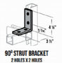 BRKT-0900 2 x 2 90 Degree Strut Bracket 9/16 Holes