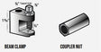 BC-100 3/8 Beam Clamp W Set Screw Lock Nut  Vacuum Tubing Fittings Installation Hardware