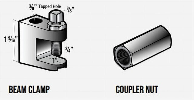 BC-100 3/8 Beam Clamp W Set Screw Lock Nut  Vacuum Tubing Fittings Installation Hardware