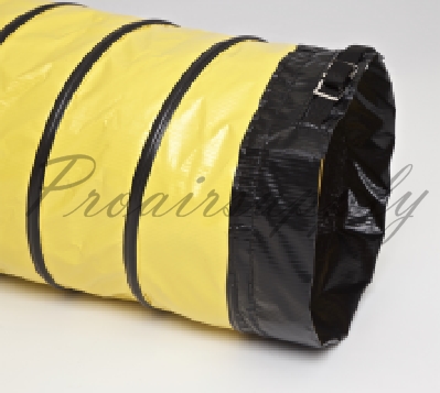 High strength sewn construction air handling hose PVC vinyl coated yellow polyester fabric hose spring steel wire