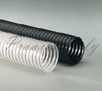 Flx-Thane MD Medium weight black or clear polyurethane hose reinforced with a bronze coated wire helix